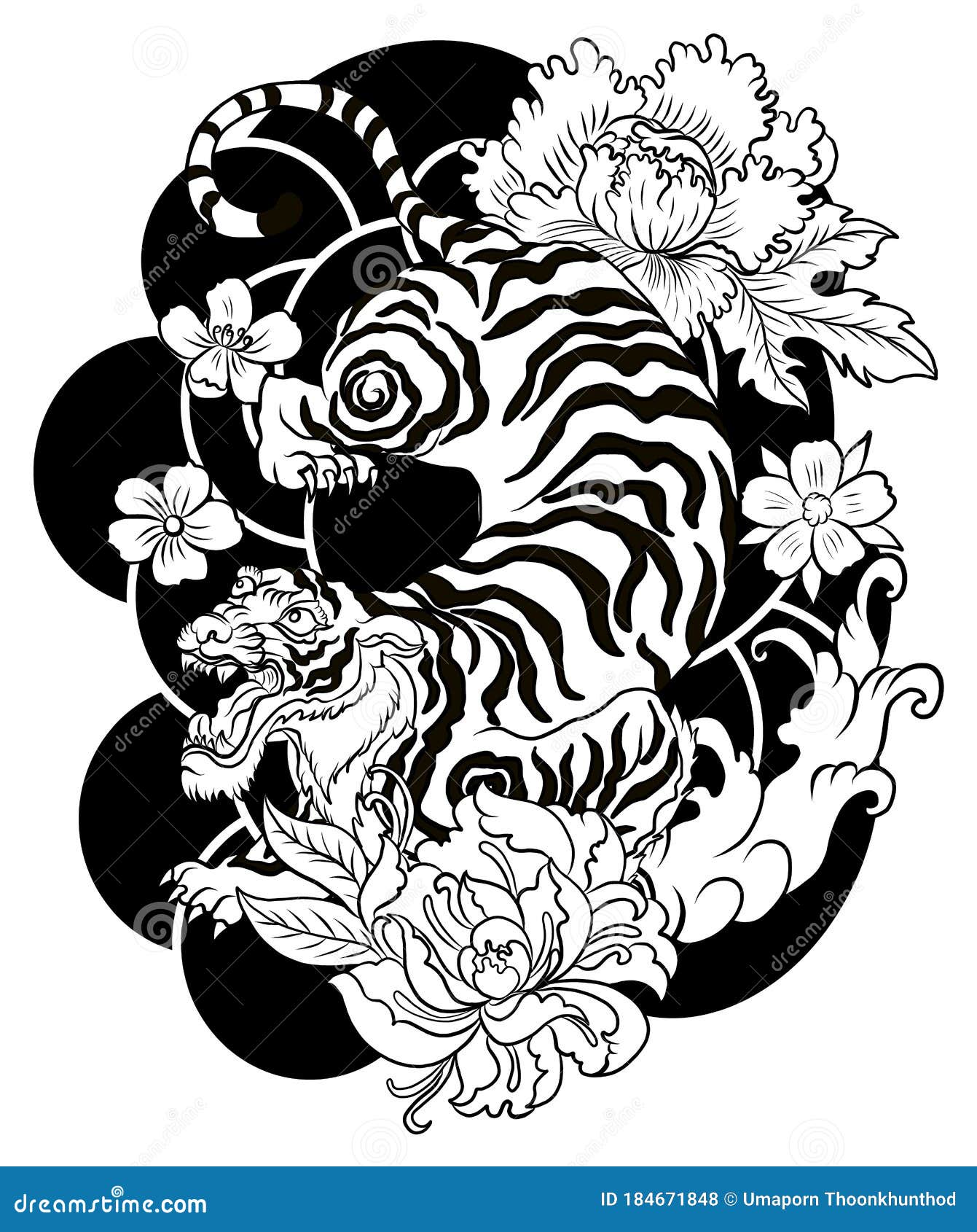 Premium Vector  Illustration of tiger tattoo in black and white vector