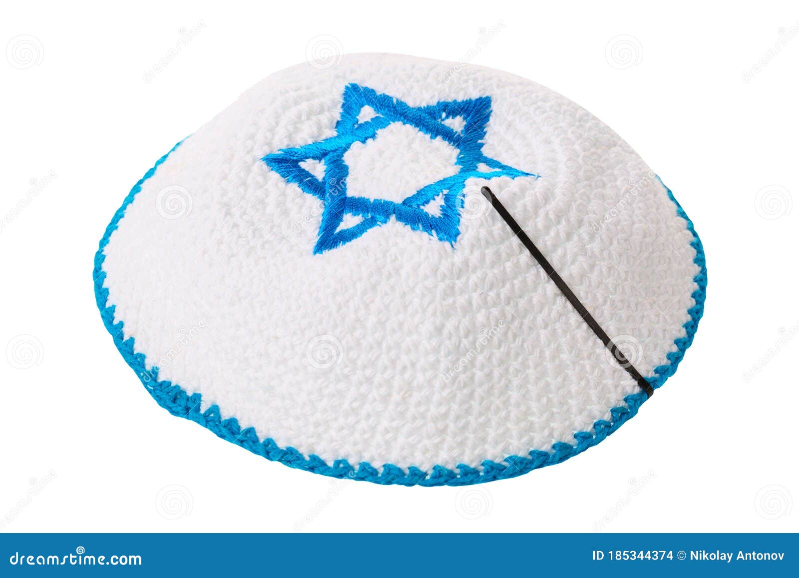 Traditional Jewish Headwear With Star Of David Isolated On White
