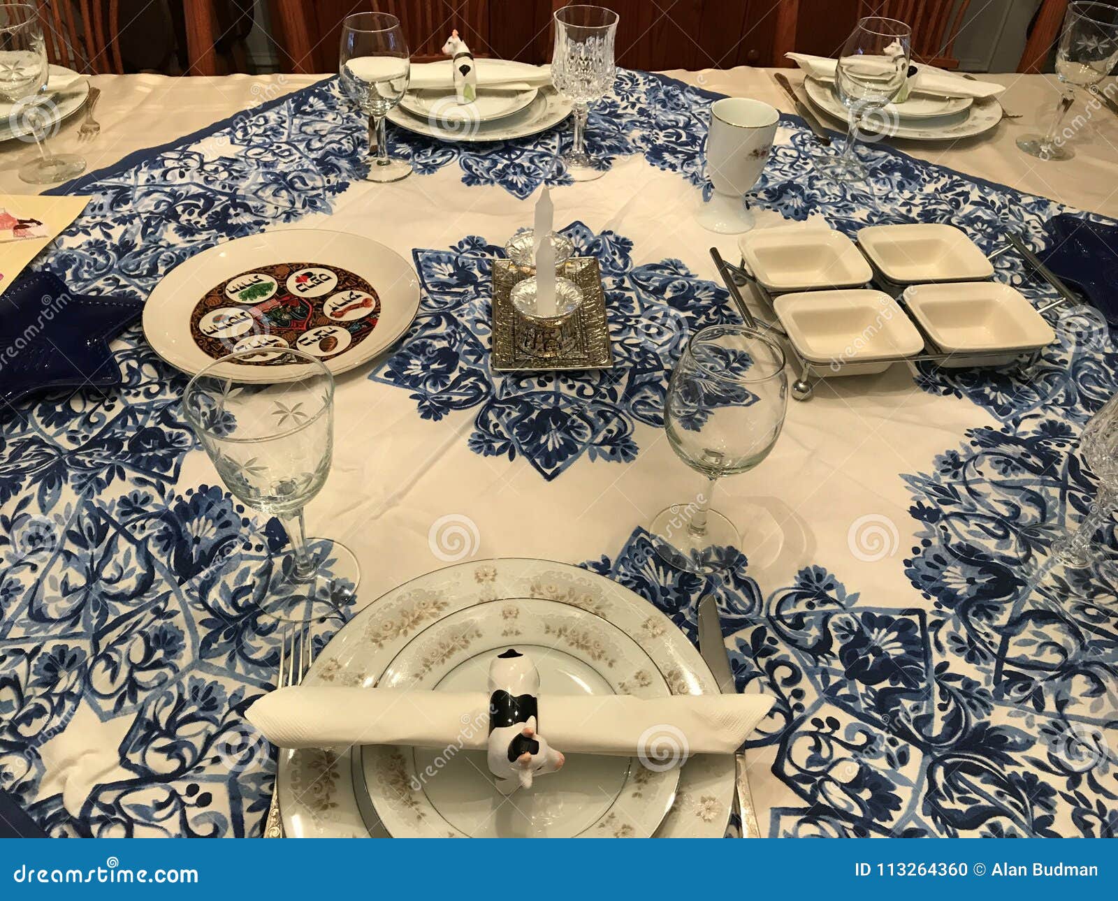 Traditional Jewish Passover Dinner Table Setting Stock Photo Image of