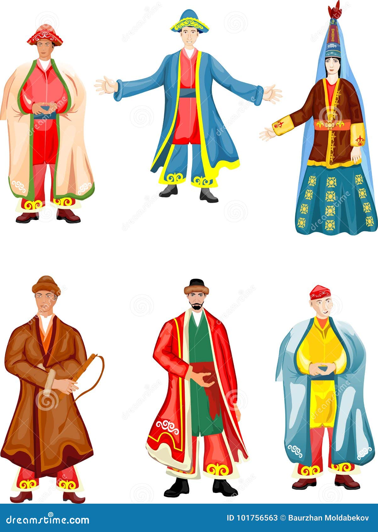 Traditional Kazakh attire stock vector. Illustration of colourful ...