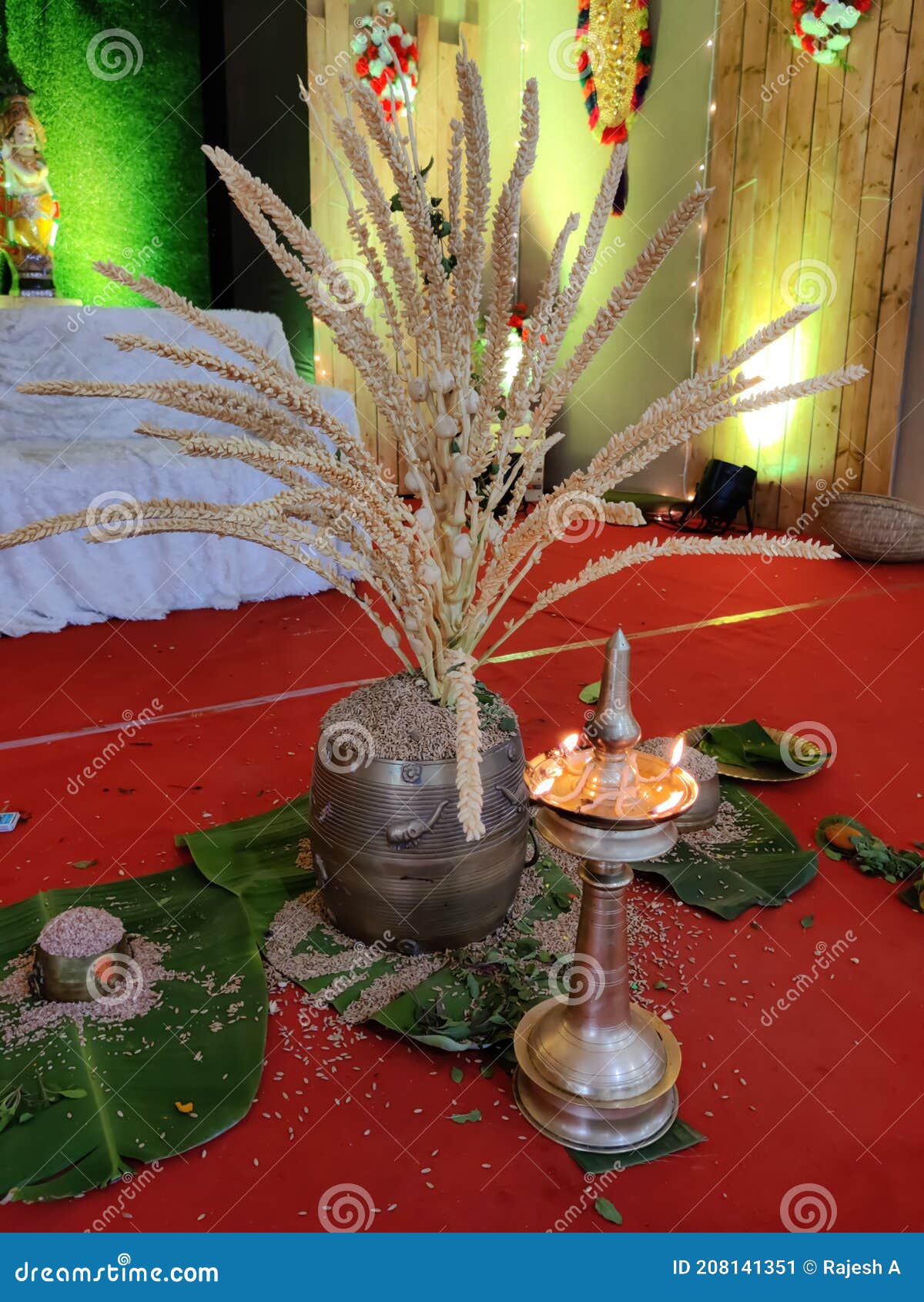 Traditional Kerala Hindu Wedding Function Stage Decorations Stock Image