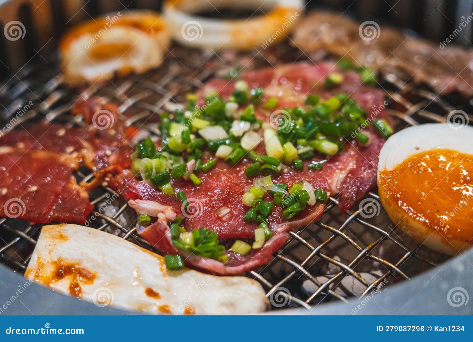 Traditional Korean Beef Barbecue on Charcoal Grill Stock Photo Image