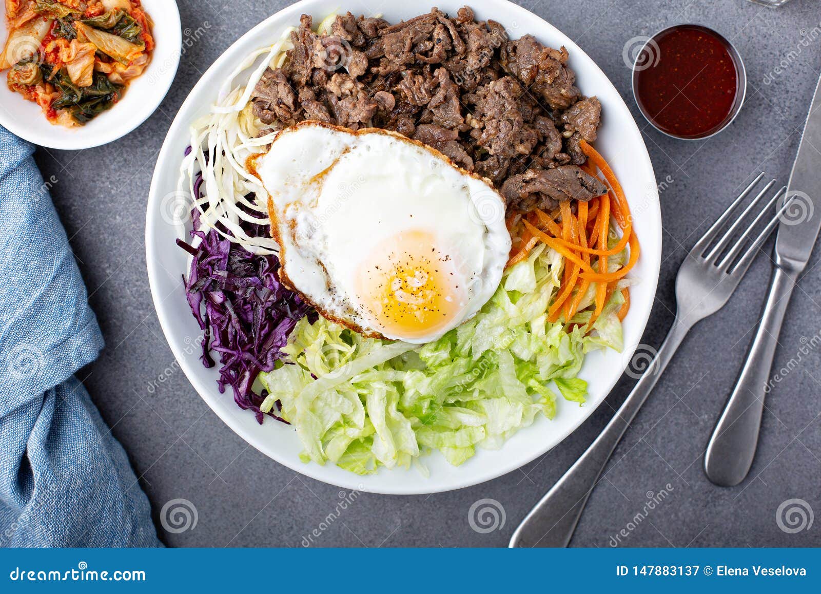 Traditional Korean Bibimbap Stock Image Image of colorful, kimchee