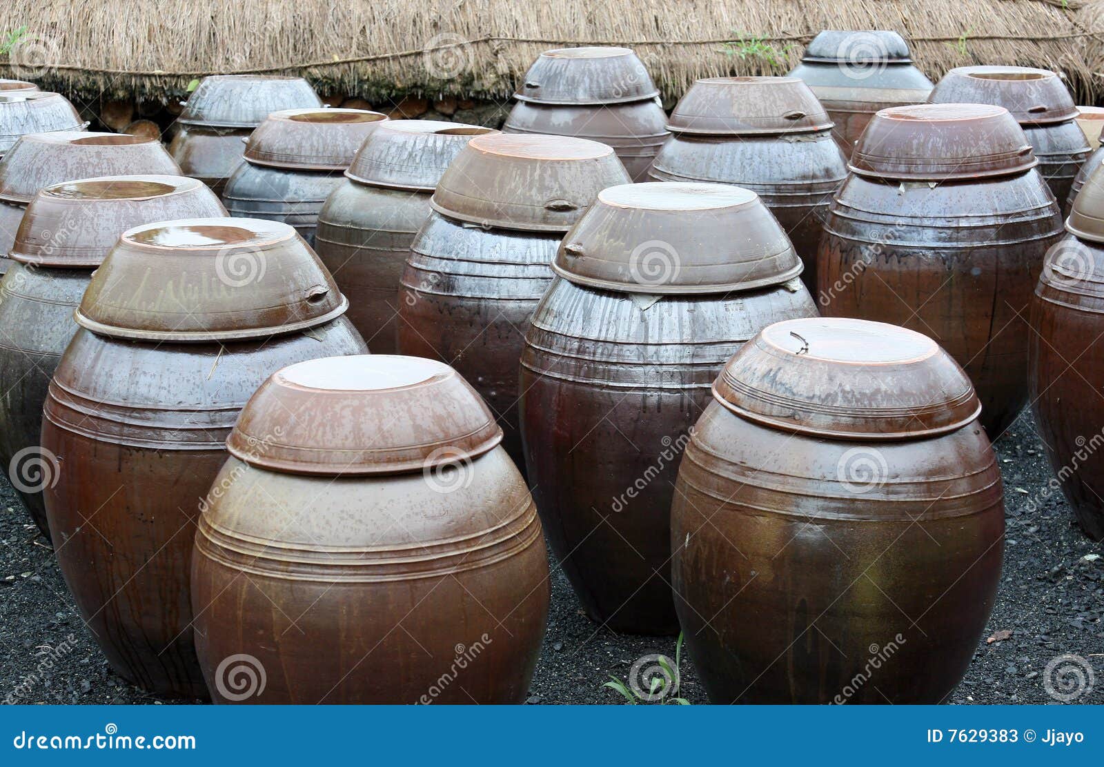 Traditional Korean Kimchi Pots Stock Image Image of doenjang, daytime