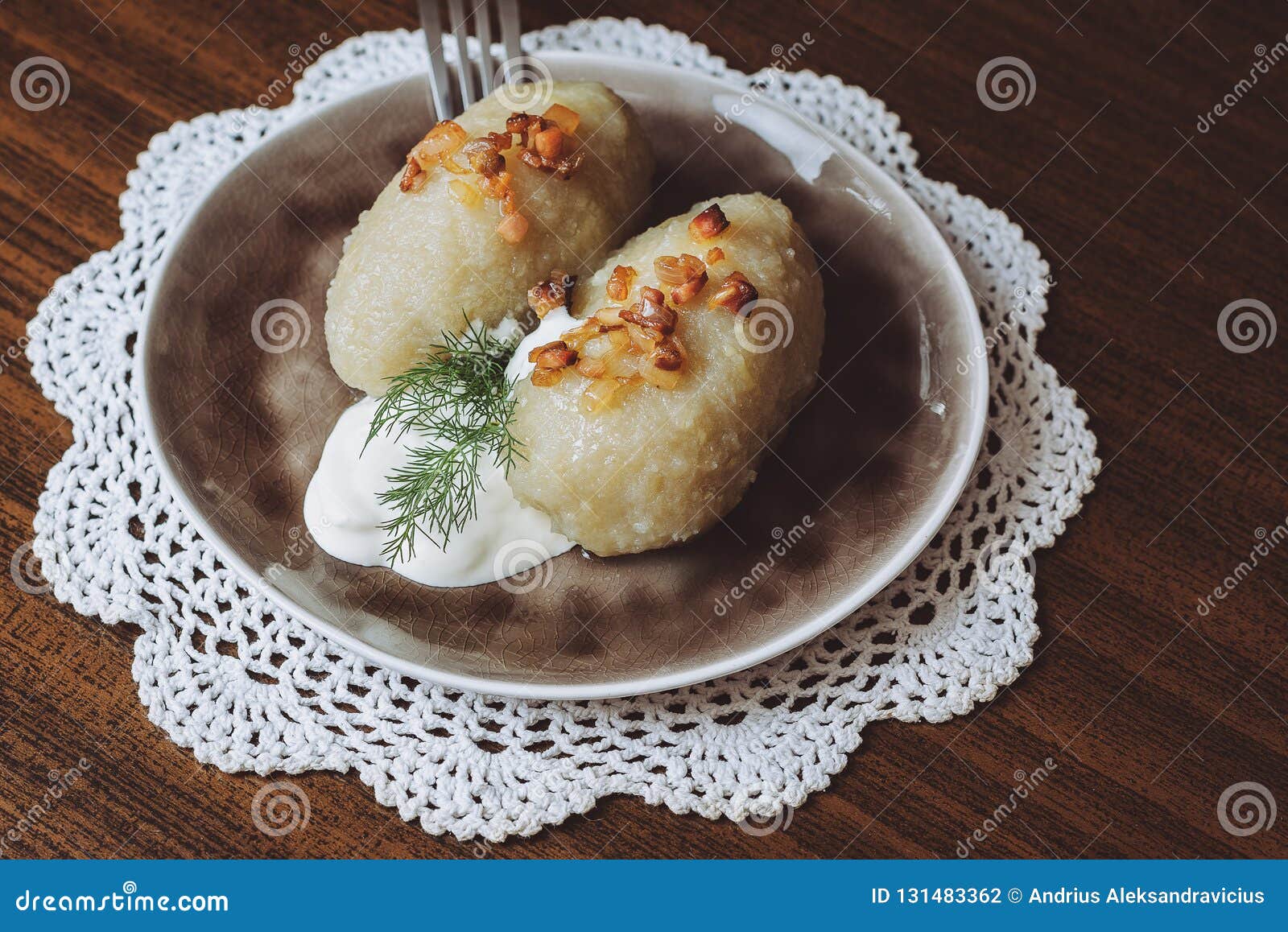 Traditional Lithuanian Dish Of Stuffed Potato Dumplings