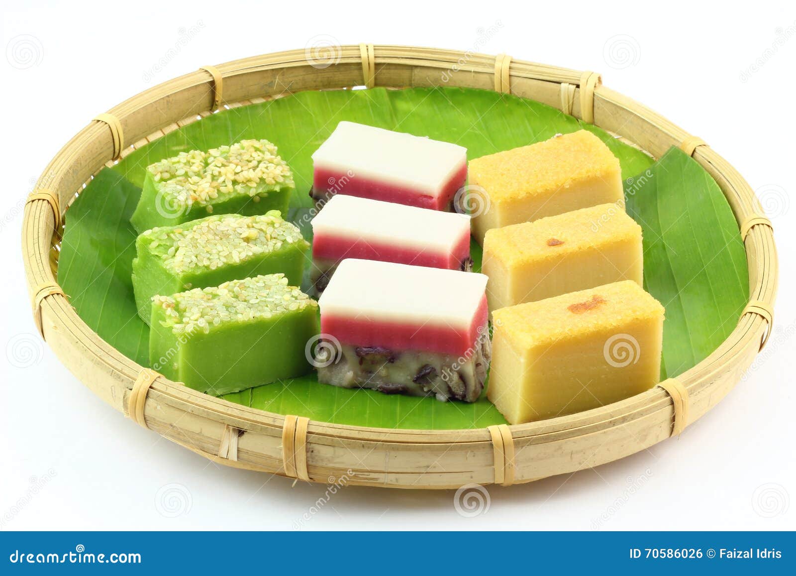 Traditional Malay Kuih Talam Layer Cake Stock Photo 