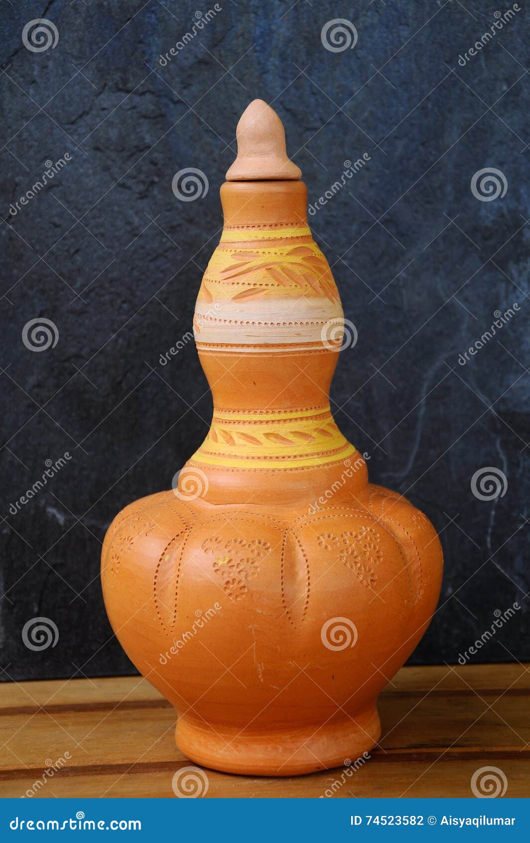 Traditional Malay Water Storage Containers or Labu Sayong Stock Photo