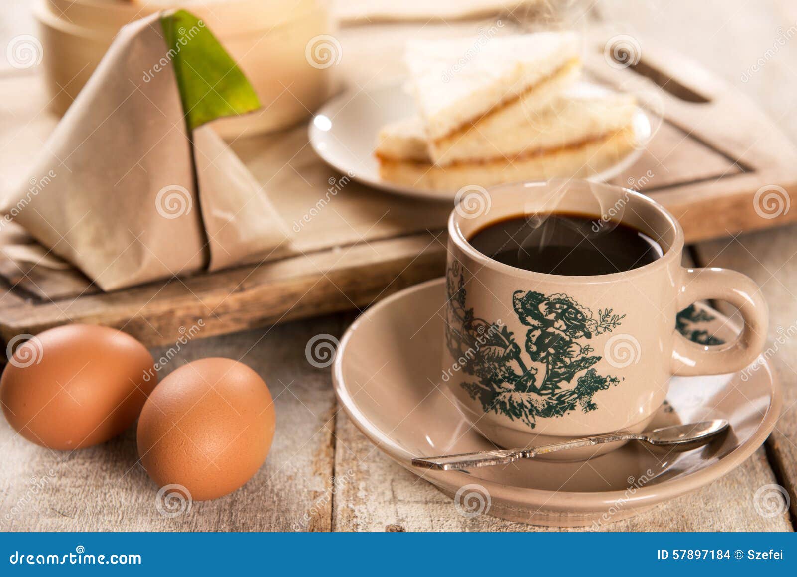 Traditional Malaysian Chinese Coffee And Tasty Breakfast Stock Photo
