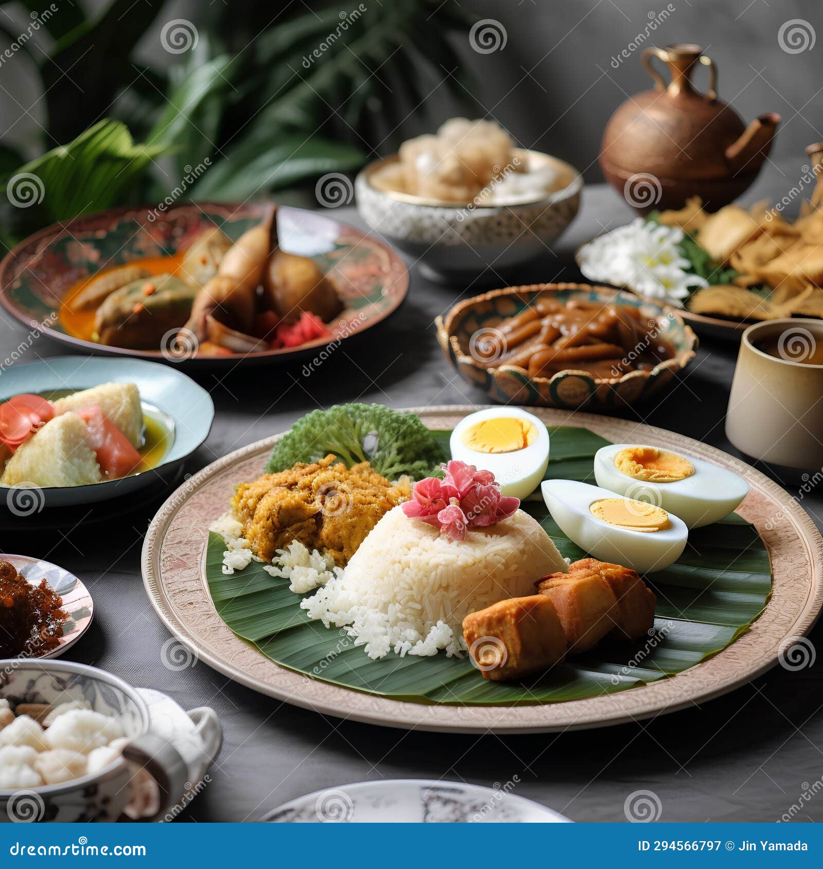 Traditional Malaysian Food on a Plate, Malaysia Cuisine Stock
