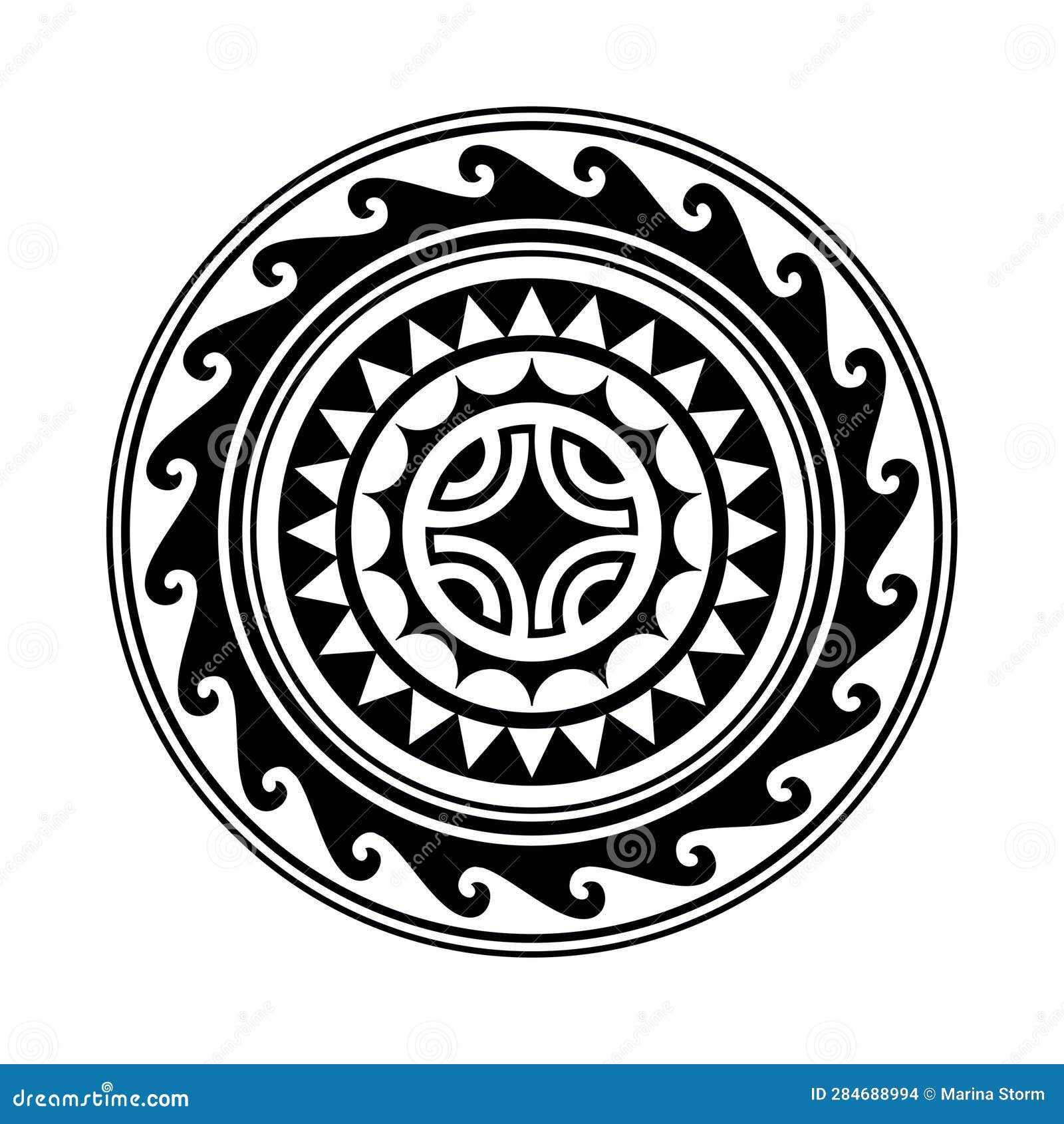 Traditional Maori Round Tattoo Design. Editable Vector Illustration ...