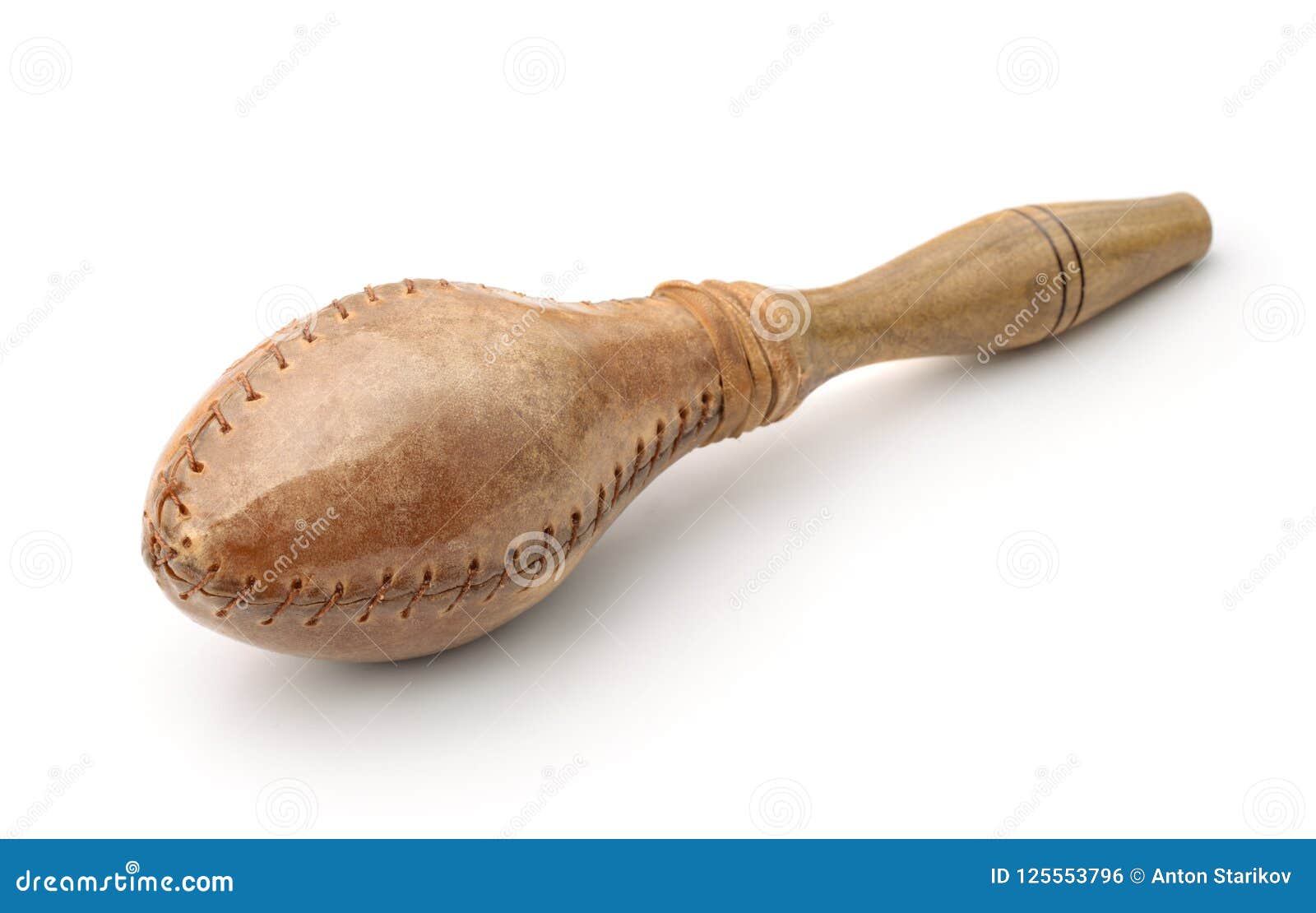 traditional maraca made of leather and wood