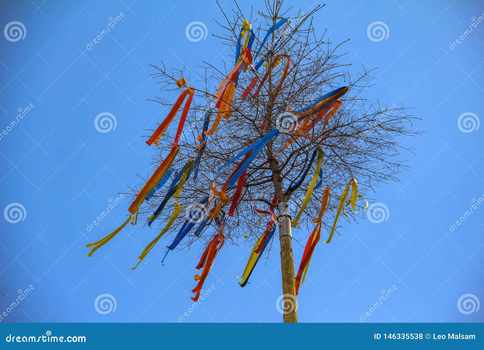 Maypole with Colored Ribbons Stock Photo Image of flag, editorial