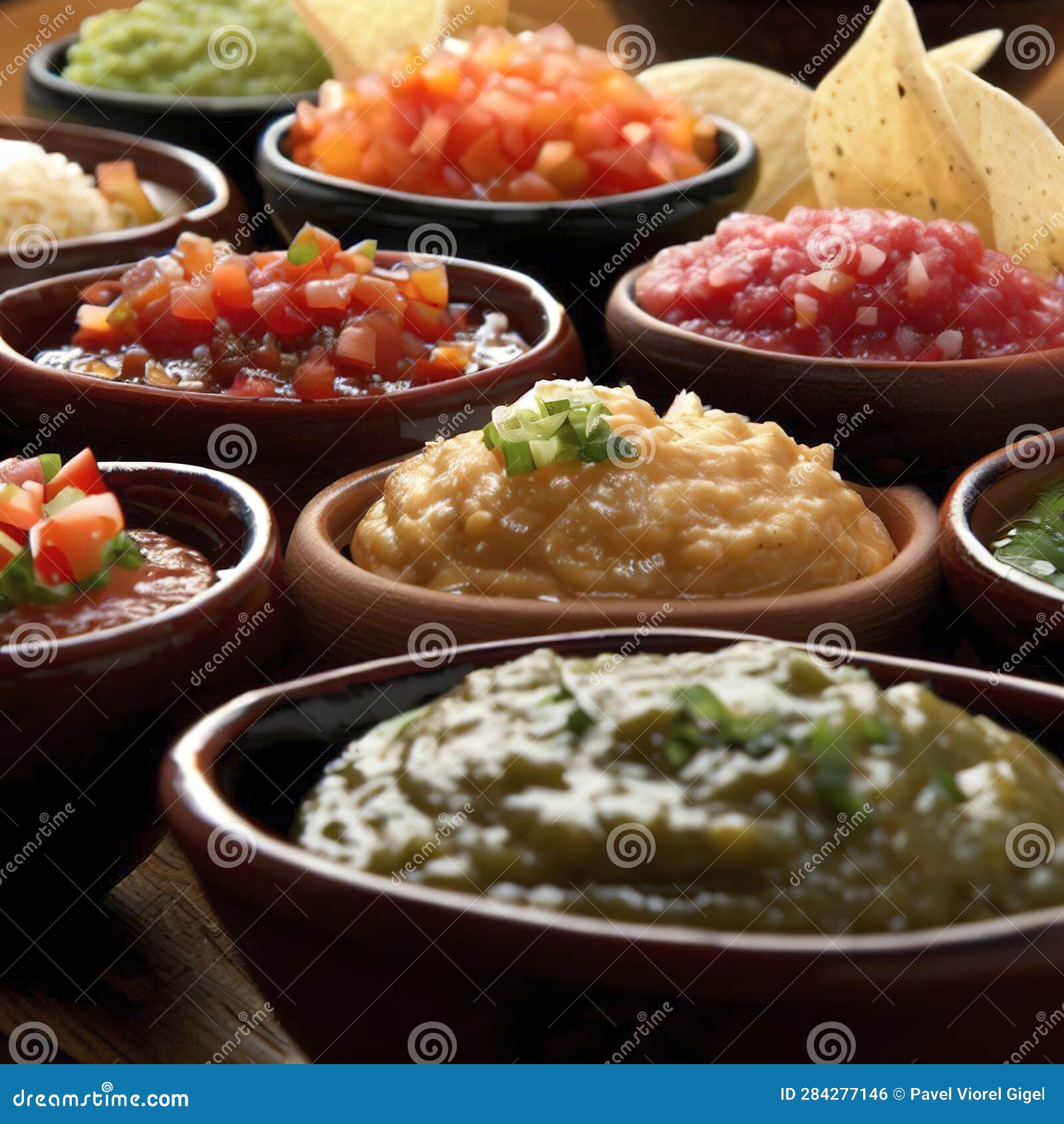 Traditional mexican salsas stock illustration. Illustration of sauce