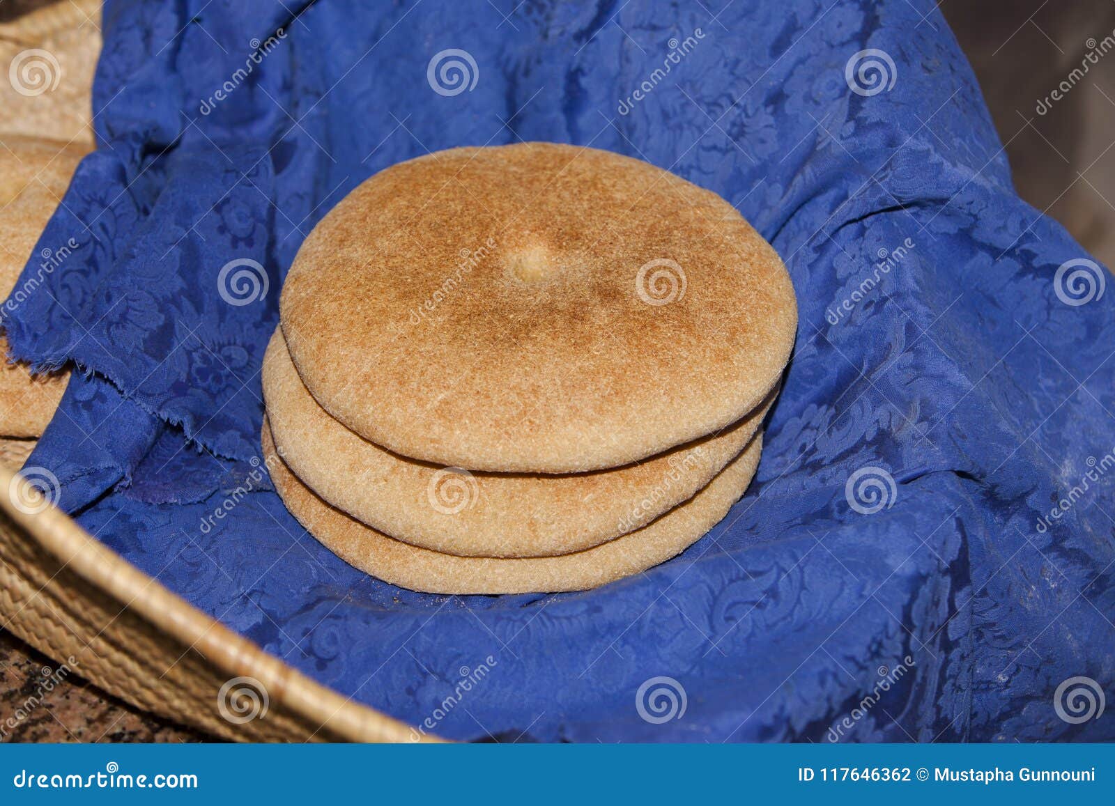 Homemade Moroccan Bread in a Basket Stock Photo Image of basket