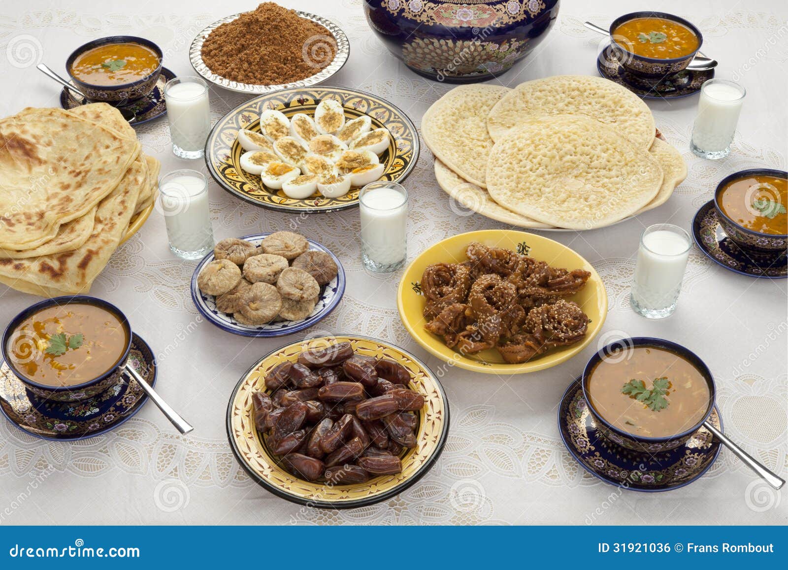 Traditional Moroccan Meal For Iftar In Ramadan Stock Photo Image