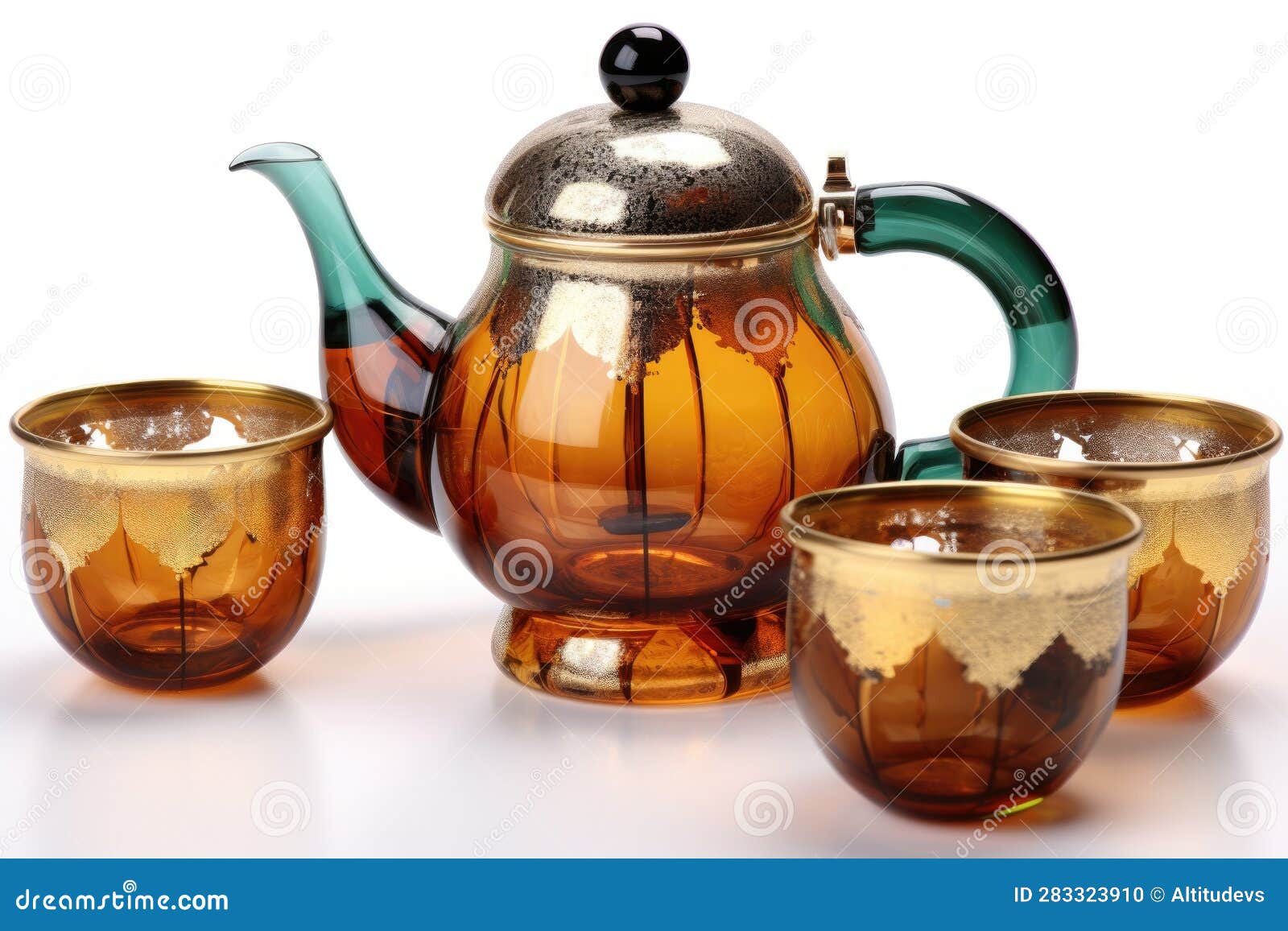 Traditional Moroccan Teapot with Tea Glasses Stock Illustration