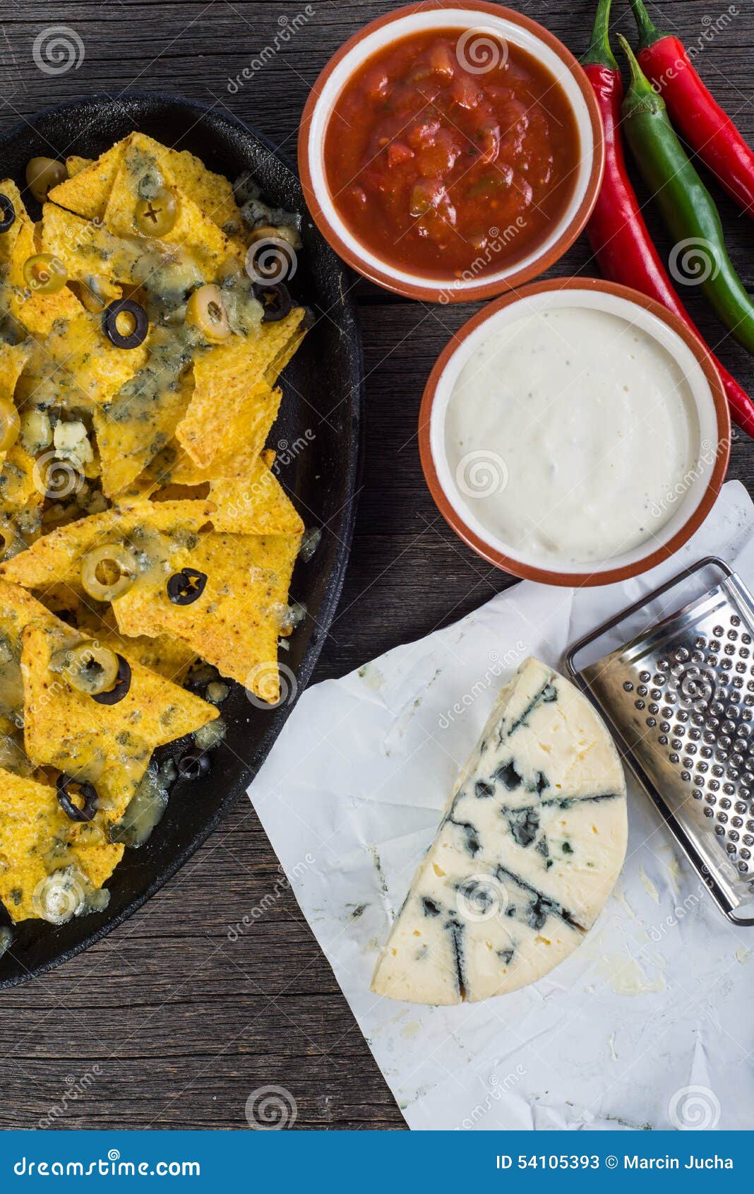 Traditional Nachos with Cheese and Salsa Stock Image Image of olive