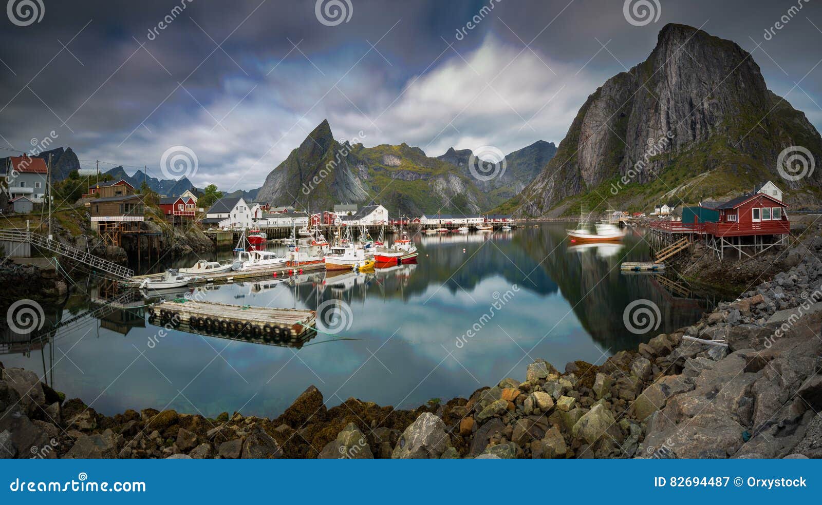 traditional norwegian fishing harbor of the island hamnoy
