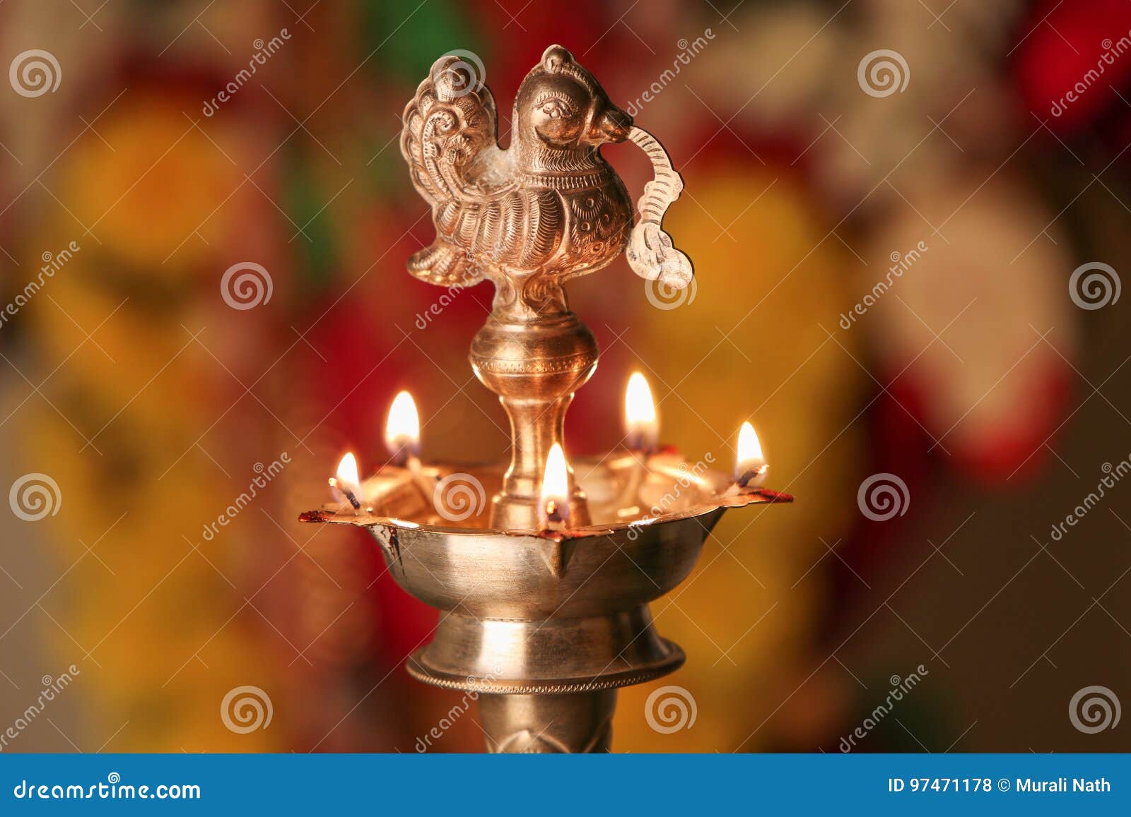 Traditional Oil Lamp with Flame Stock Photo Image of belief, hindu