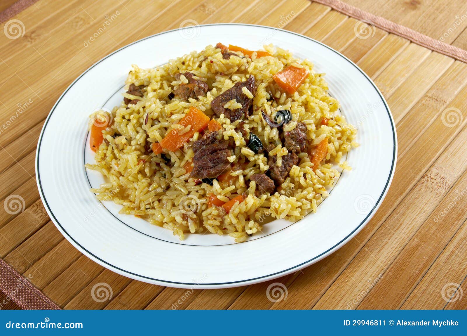 Traditional oriental pilaf stock image. Image of raisin 29946811