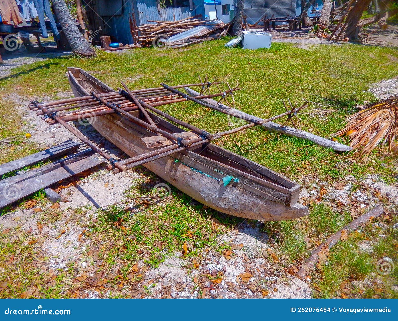 Traditional Outrigger Canoe in Vanuatu Editorial Stock Image