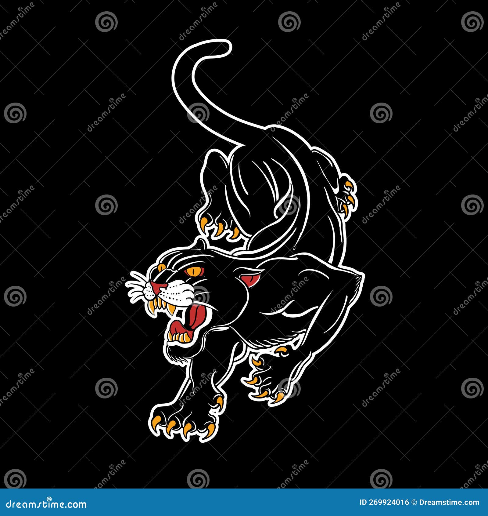 Old School Tattoo Vector Art PNG, Black Panther Tattoo Old School, Black,  Panther, Animal PNG Image For Free Download