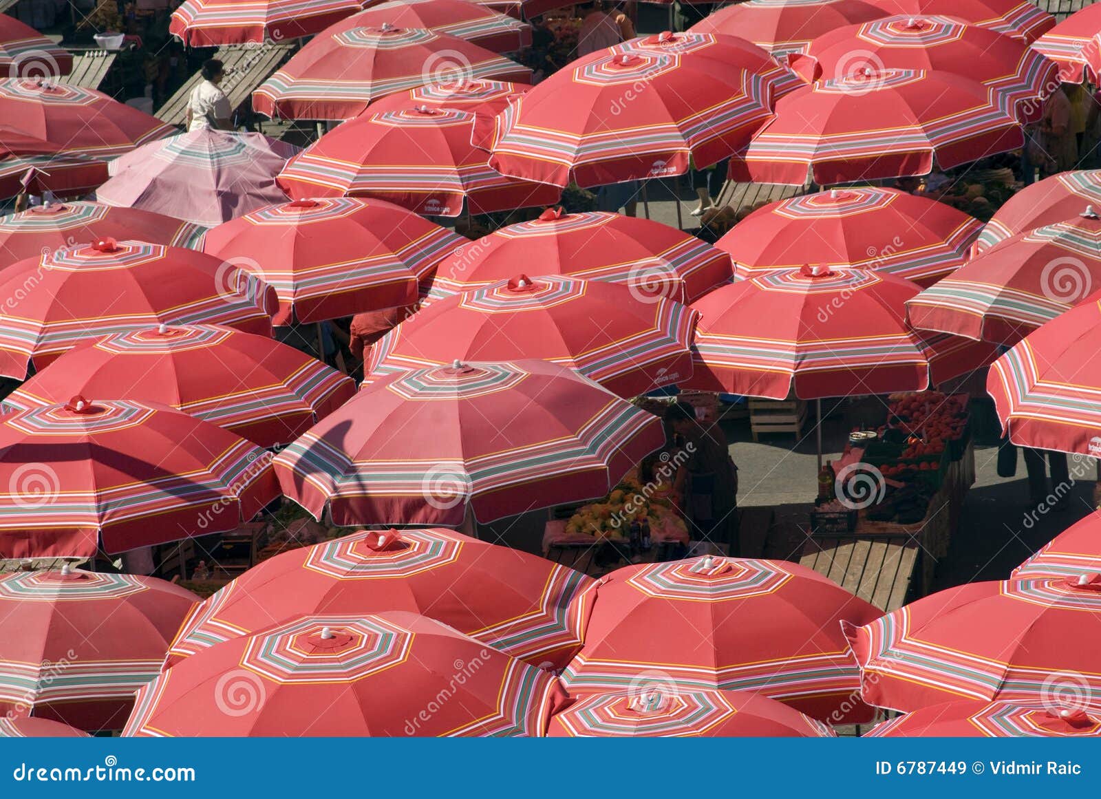 traditional parasols on the zagreb - croatia marke
