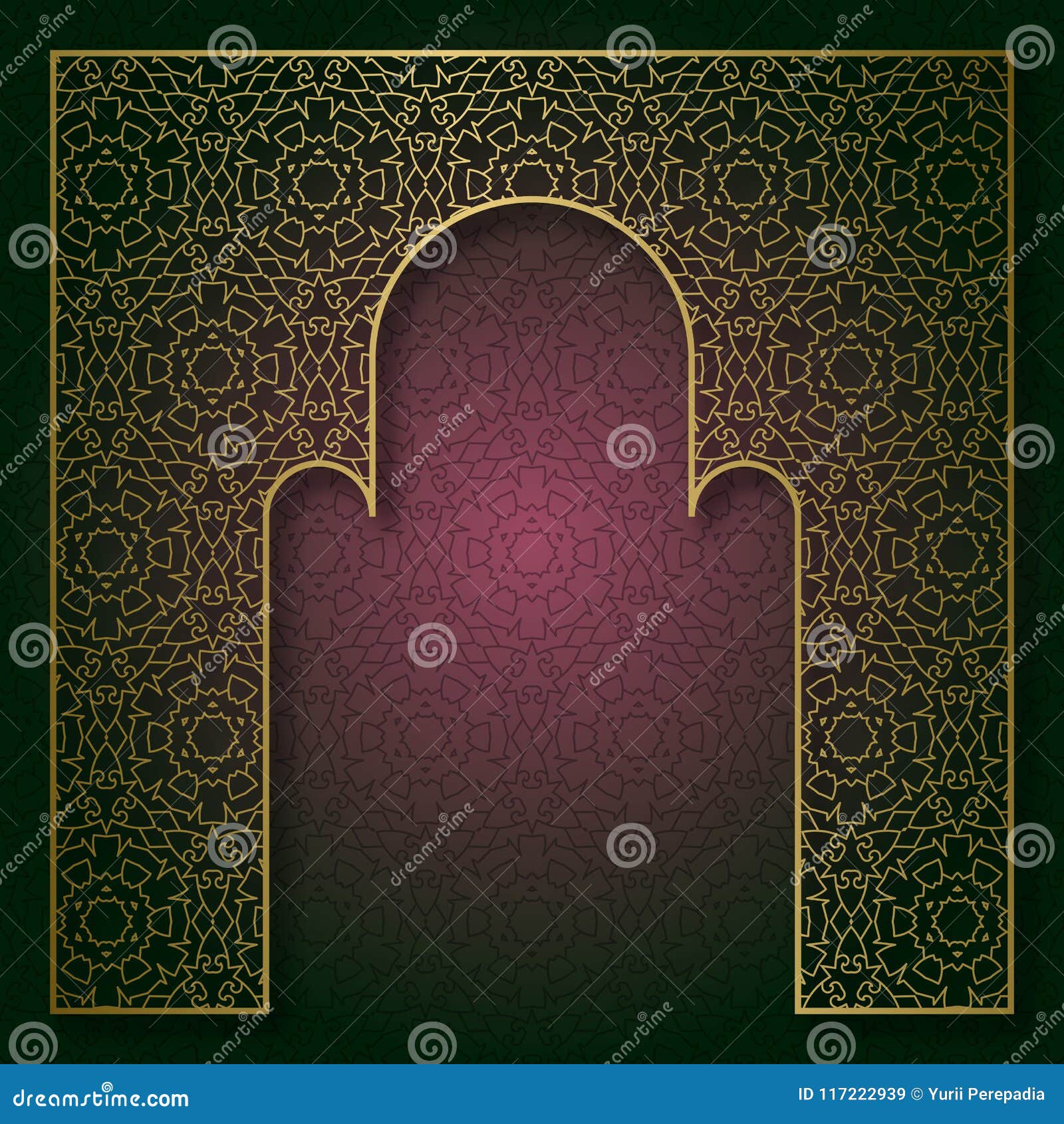 Traditional Patterned Background With Golden Arched Frame Stock Vector