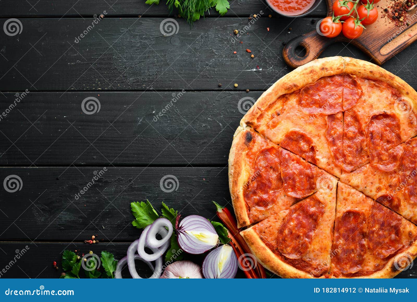 Traditional Pepperoni Pizza with Cheese. Stock Photo Image of lunch