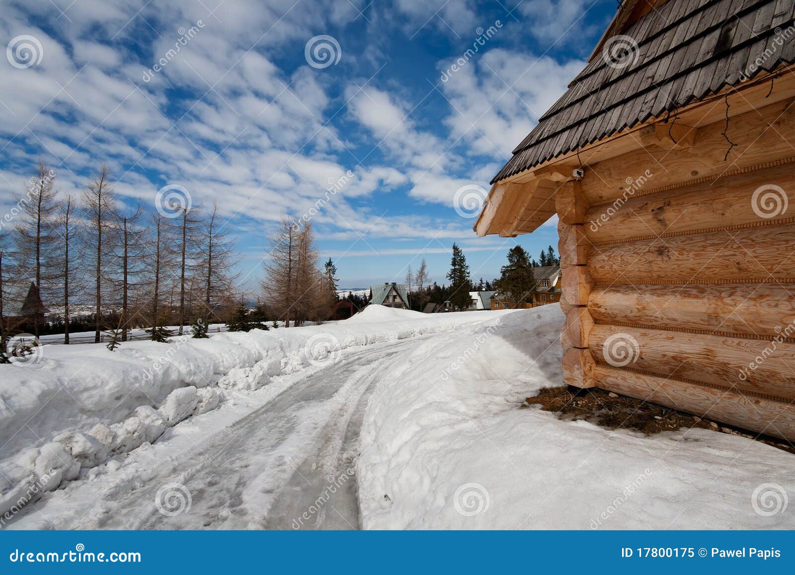 traditional polish hut in zakopane during winter