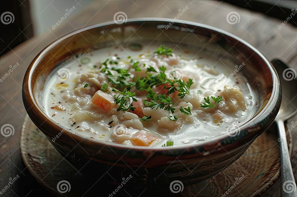 Traditional Polish White Borscht Soup on Table Stock Image - Image of ...