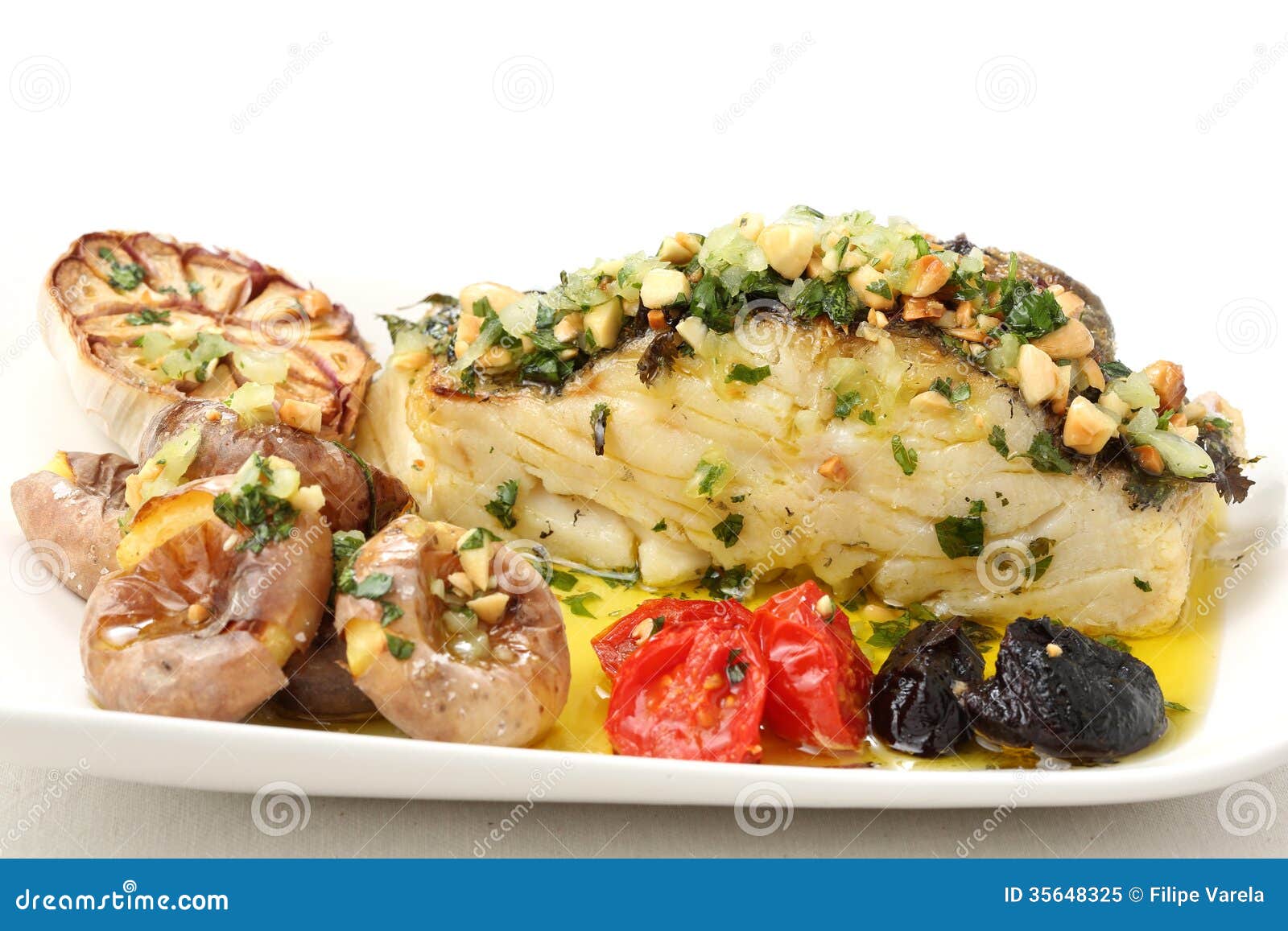 Traditional Portuguese Christmas Dishroasted Cod Fish Stock Image