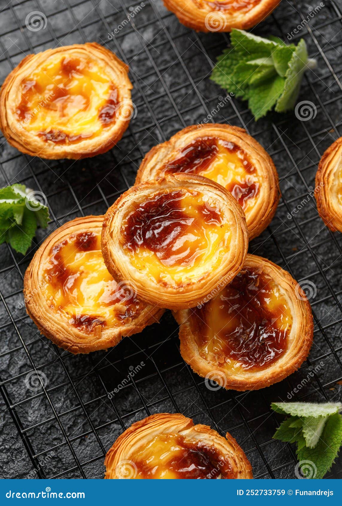 Traditional Portuguese Custard Tarts or Pastel De Nata Freshly Baked ...