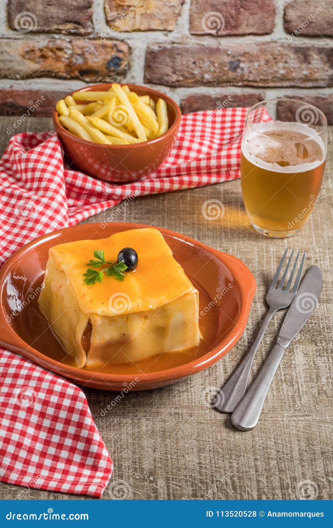 Traditional Portuguese Snack Food. Francesinha Sandwich of Bread Stock ...