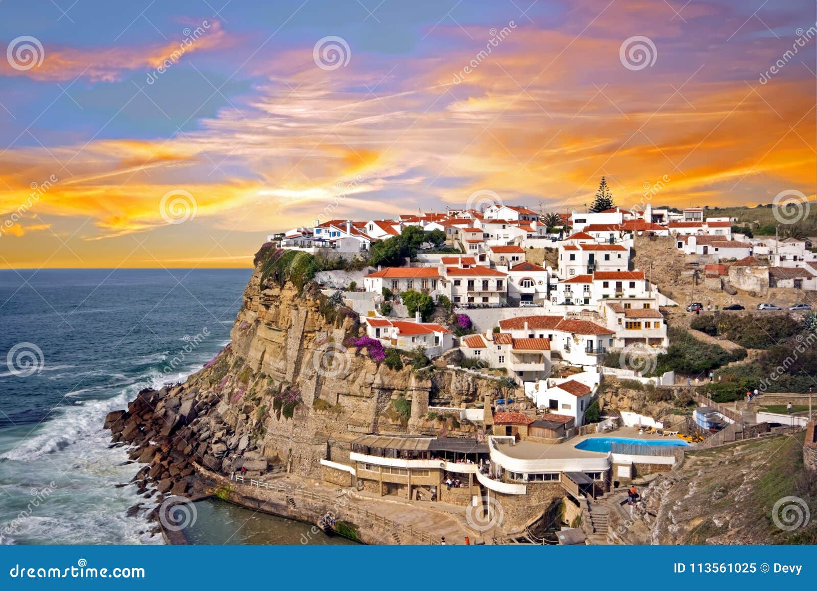 traditional portuguese village azenhas de mar on a cliff in portugal