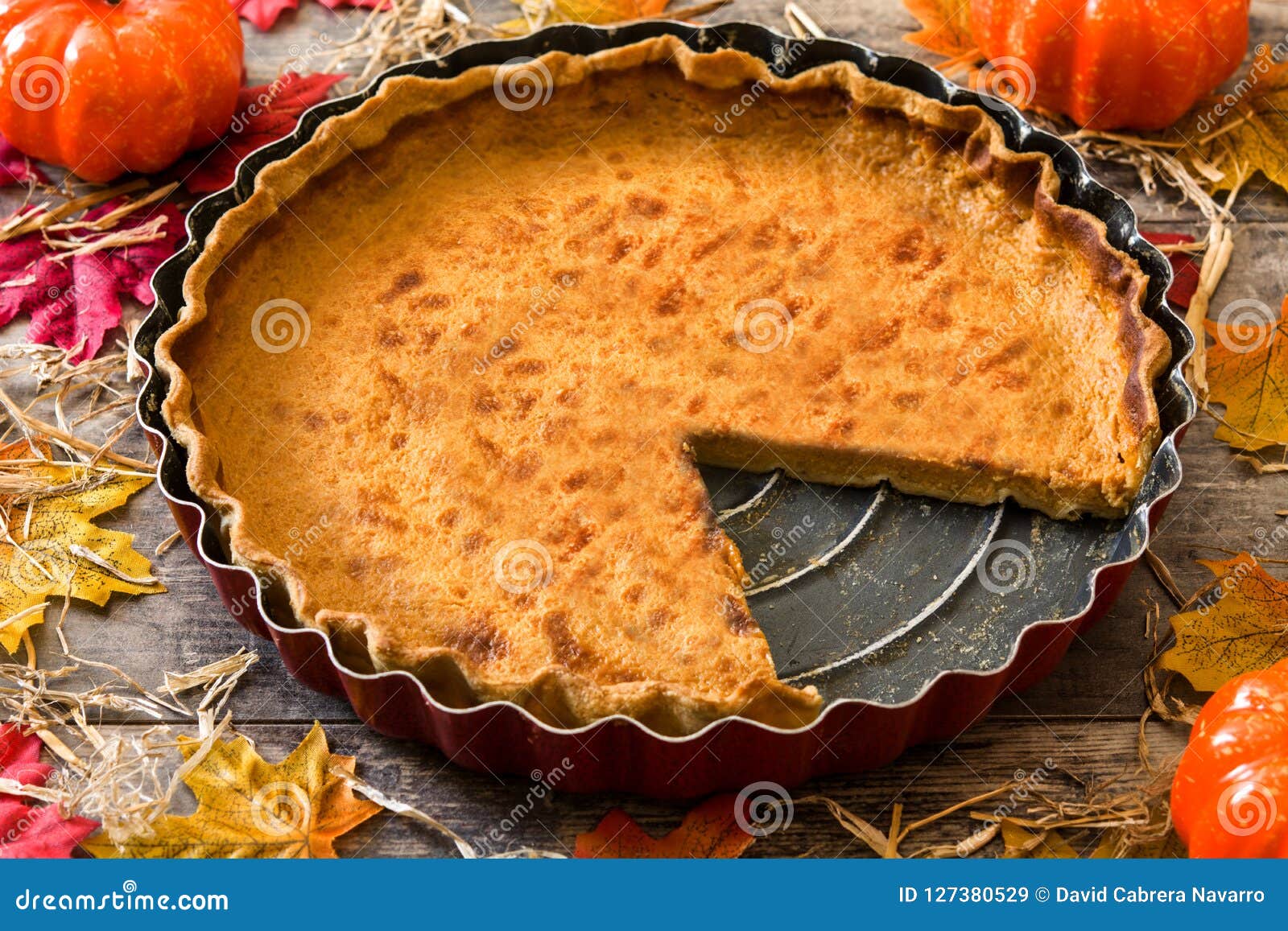 Traditional Pumpkin Pie For Thanksgiving On Wood Stock ...