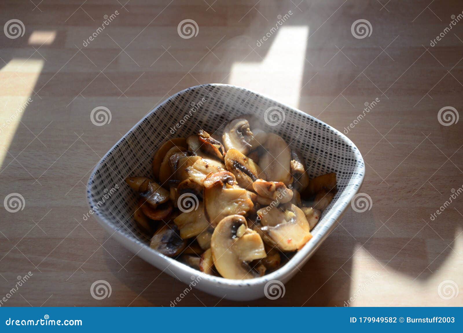 Traditional Recipe, English Breakfast Cooked Mushrooms Stock Photo