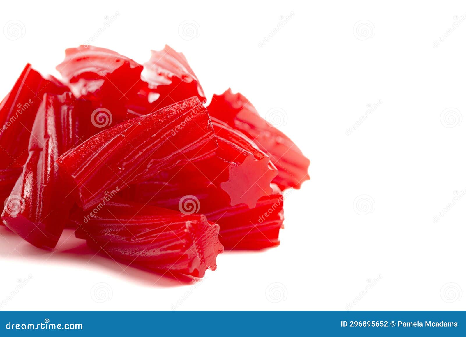 Traditional Red Licorice Pieces Isolated on a White BackgroundRed