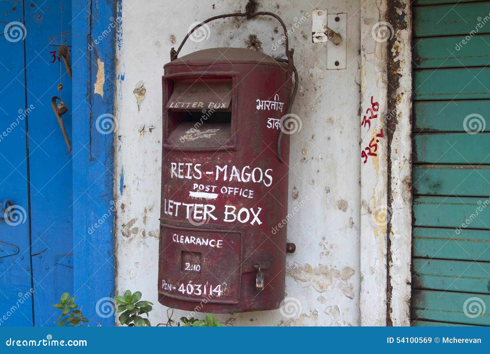 Traditional Red Old Indian Mailbox. India Goa Stock Image - Image of ...
