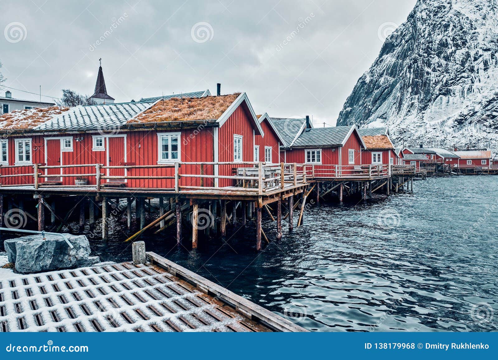 Traditional Red Rorbu Houses In Reine Norway Stock Photo Image Of