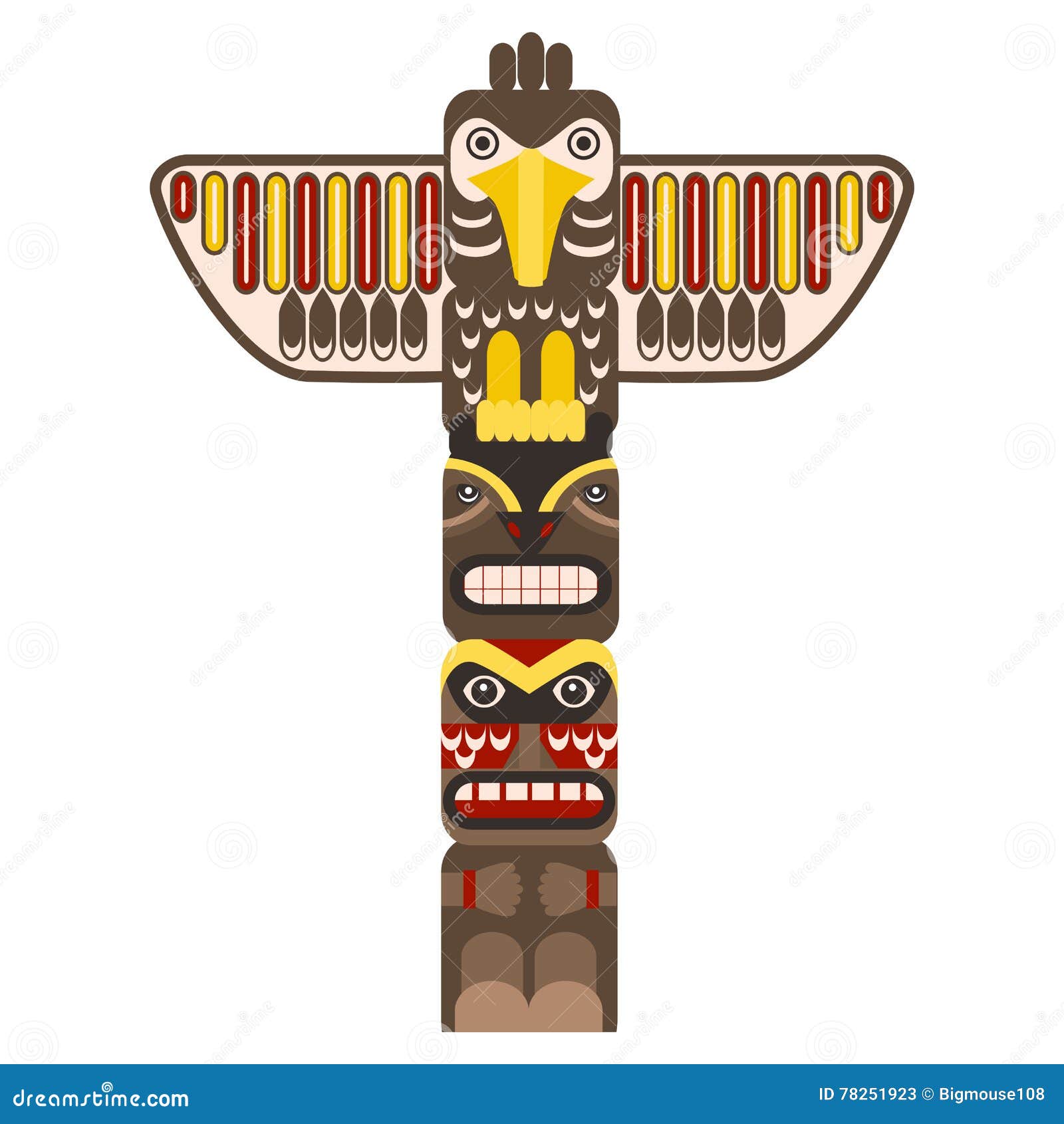 traditional religious totem pole with animal. 