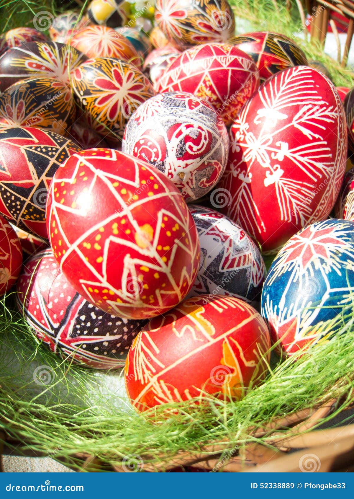 Traditional Romanian Handcrafted Nicely Decorated Easter Eggs Stock