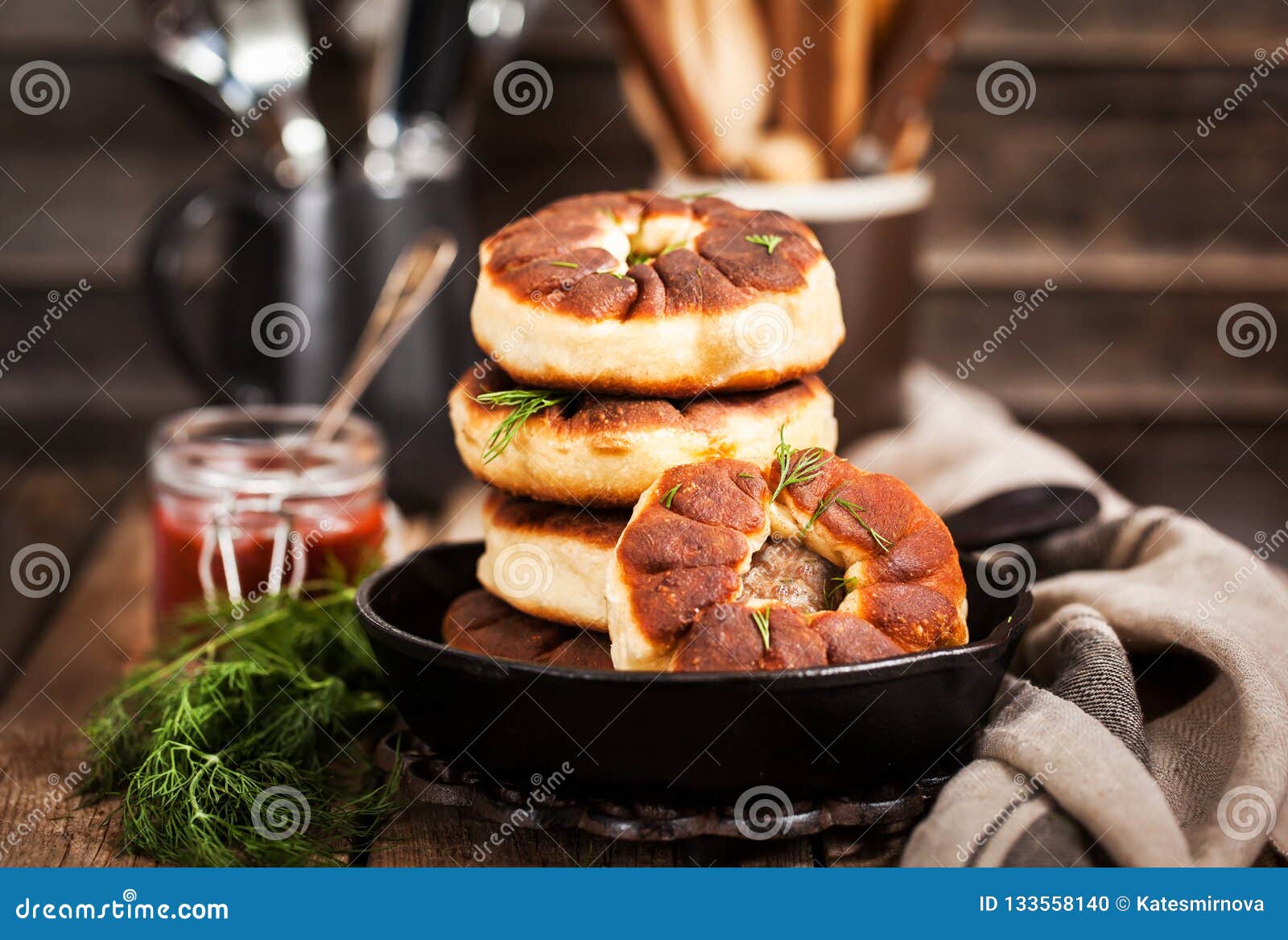 Traditional Russian Deep Fried Meat Patties Belyash Stock Photo Image of delicious, meat