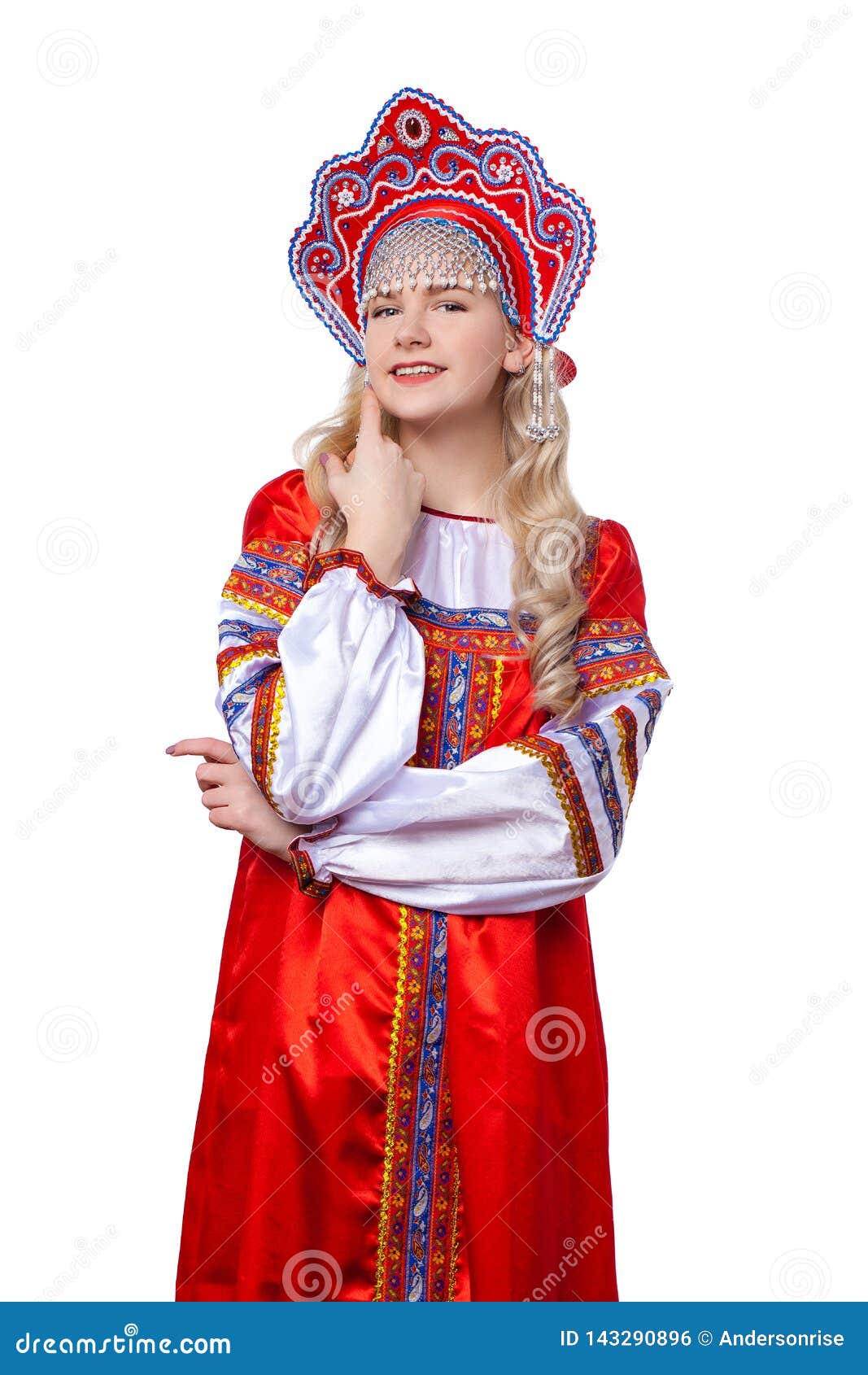 Traditional Russian Folk Costume, Portrait of a Young Beautiful Girl ...