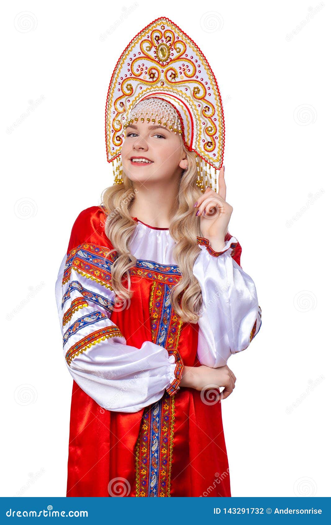 Traditional Russian Folk Costume, Portrait of a Young Beautiful Girl ...