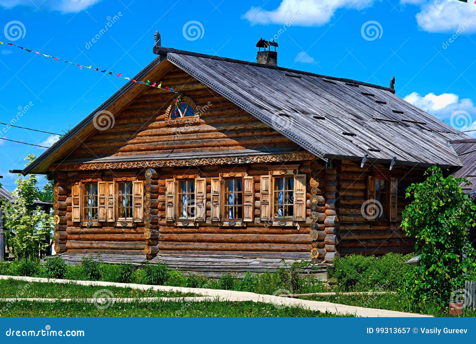 traditional russian house named izba.