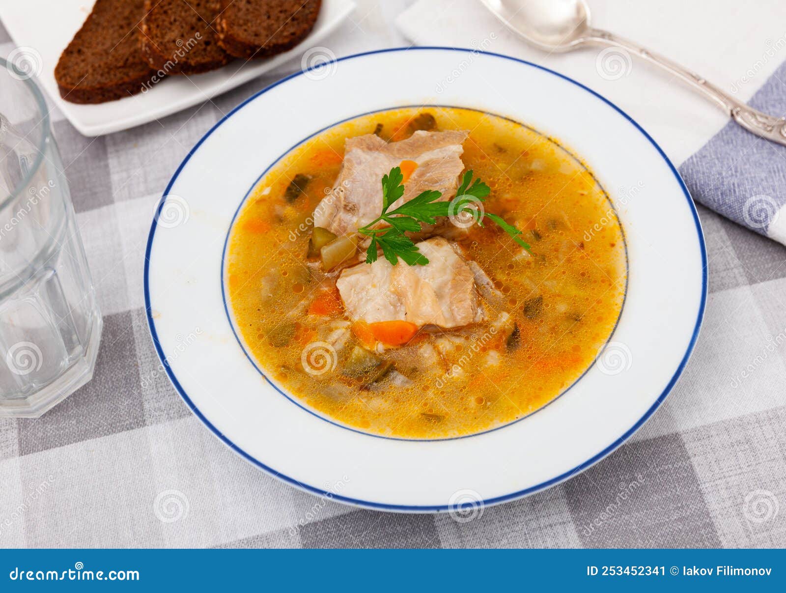 Traditional Russian Soup Rassolnik with Beef Meat Stock Image - Image ...