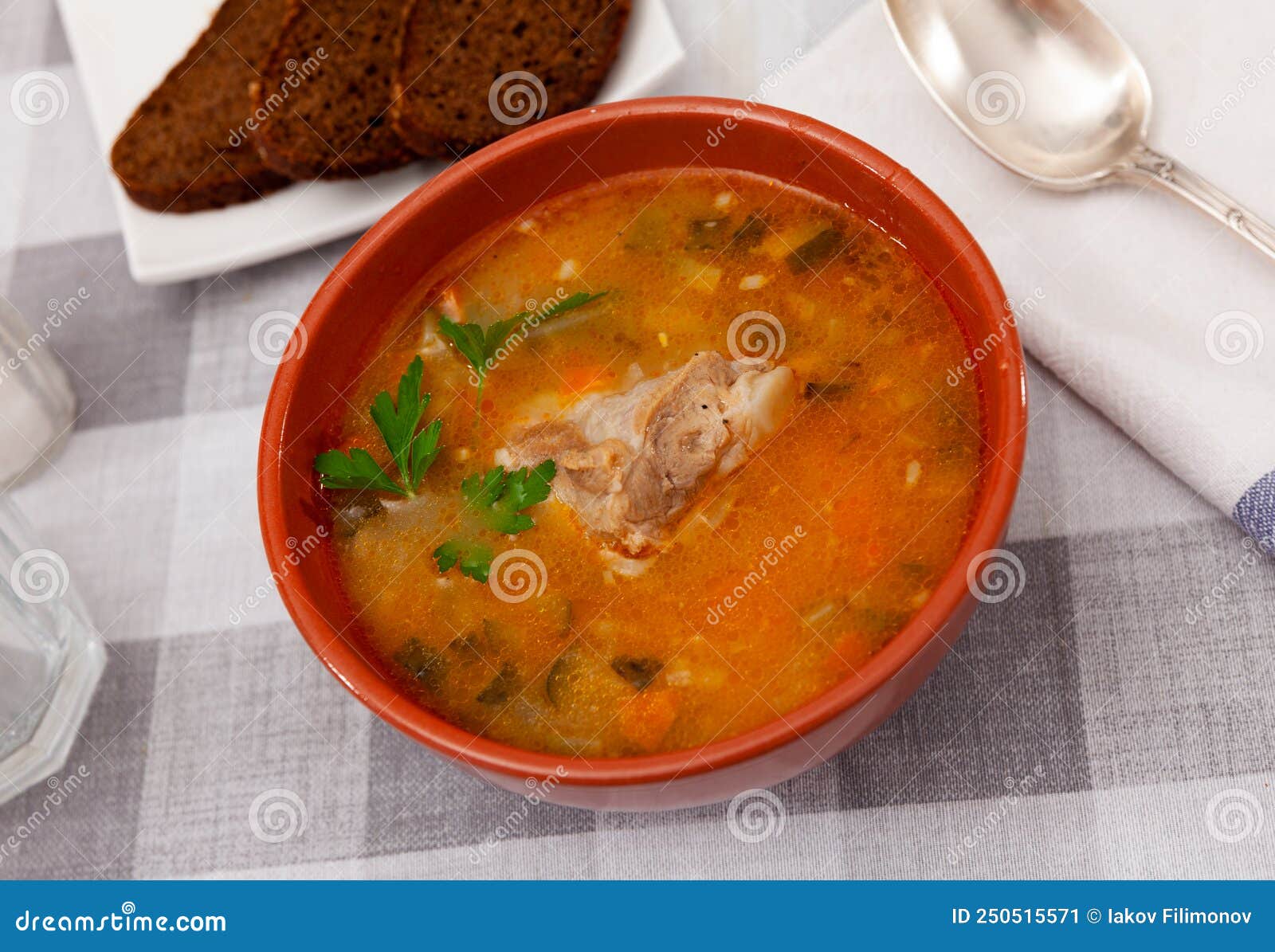 Traditional Russian Soup Rassolnik with Beef Meat Stock Image - Image ...