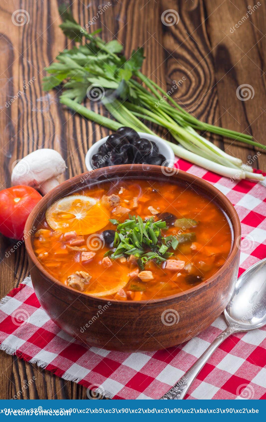 Traditional Russian Soup Solyanka Stock Photo - Image of meat, dinner ...
