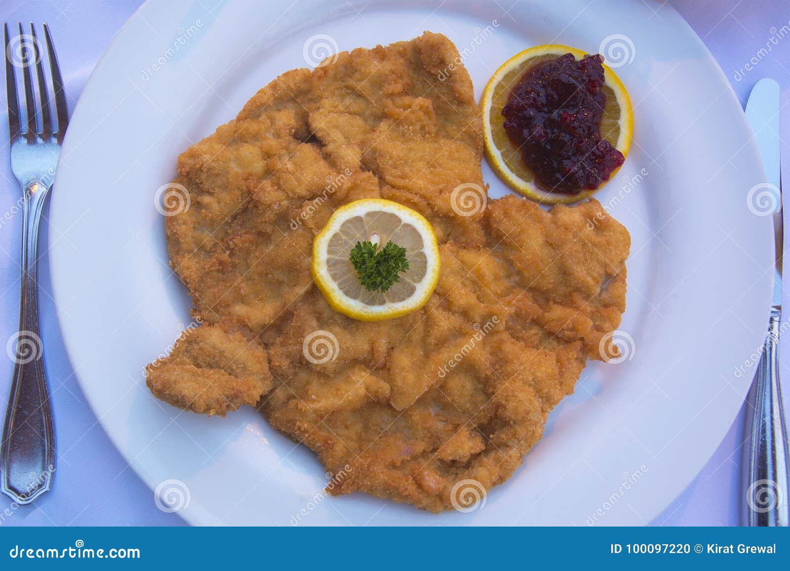 traditional schnitzel wiener art served in austria